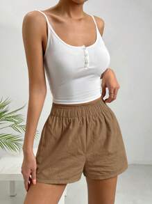 SHEIN EZwear Women Elastic Waist Plain Simple Summer Shorts