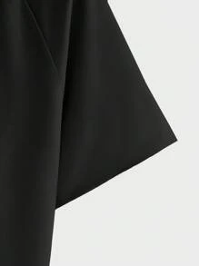 Manfinity Homme Conjunto de hombre de manga corta y pantalón corto unicolor y diseño simple - Negro - Ver 5