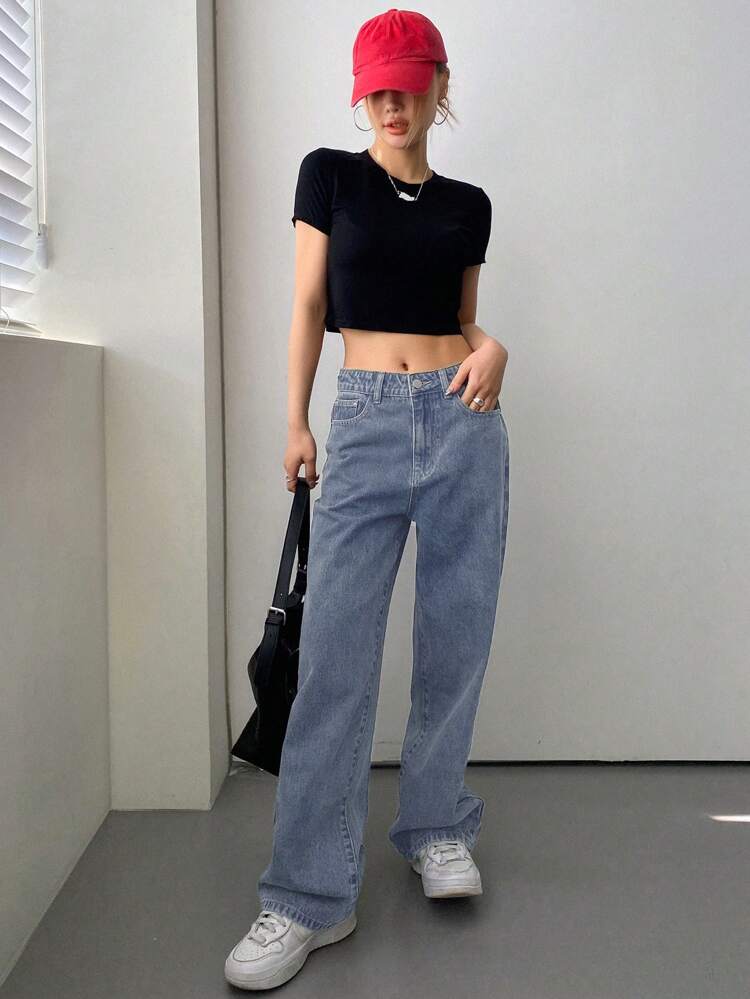 Loose Fit Casual Straight Leg Jeans,Back To School Clothes