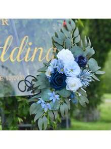 Lingqing Decoration 2pcs, Purple Artificial Flower, Wedding Welcome Arch Decor Flower, Wedding Reception Ceremony Signs, Aesthetic Room Decor, Home Decor