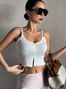 DAZY Women Sleeveless Knit Top With Side Slit