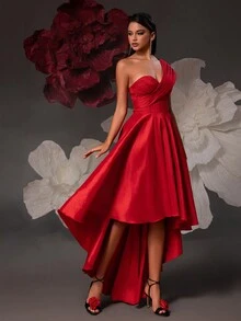 VIPGIRL Đầm Maxi Không Tay Sang Trọng Cao Cấp Mới Thanh Lịch Cao Thấp Sang Trọng - Đỏ - Xem 5