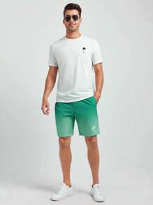 Manfinity RebelGame Woven Gradient Color Casual Shorts For Summer Beach Vacation