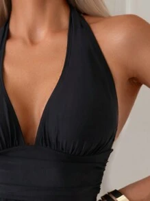 Swim Basics Summer Beach Women's Mature Charm Halter Neck Bikini Set