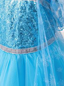 Młoda dziewczyna Cosplay lód i śnieg cekinowa sukienka peleryna, sukienka na przyjęcie urodzinowe, lato - Niebieski - Zobacz 8