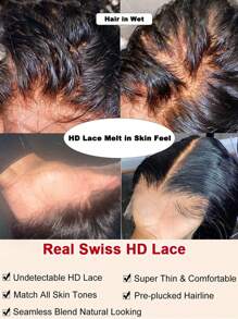 TrueHD 身體波浪紋真正的瑞士hd綁鞋帶人髮假髮與嬰兒頭頭髮預抽13x4綁鞋帶正面假髮網,適用於女性 - SNatural - 查看 4