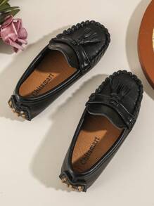 Toddler Boys And Girls Comfortable Slip-On Loafers With Tassel Decoration, Suitable For Daily Wear In Spring, Autumn And Four Seasons