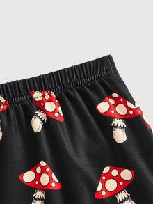 MFA ART STUDIO Sọ Và In Nấm Cami ngọn Và Quần short Bộ mặc nhà - màu đen - Xem 5