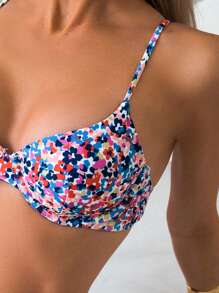 SHEIN Swim Ladies' Floral Print Bikini Set, Summer Beach - Multicolor - View 5