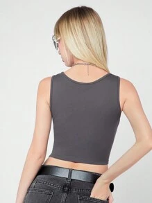 SHEIN EZwear Top de tanque sin mangas simple con estampado de color bloque para mujer del estilo callejero de verano de 2024