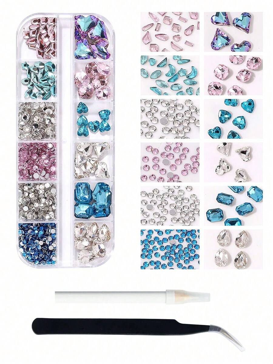 HMQ beauty 1175 Cái /12 Lưới Y2K Phong Cách 3D Hỗn Hợp Hình Dạng Móng Tay Quyến Rũ Flatback Đá Quý Thủy Tinh Kim Cương Cho Các Bộ Phận Làm Móng Tay Phụ Kiện Làm Móng Tay Dễ Thương Dụng Cụ Làm Móng Tay Chọn Bút Và Nhíp Để Trang Trí Móng Tay Nghệ Thuật, Trang Điểm Mặt, Đồ Trang Sức Tự Làm Thủ Công, Làm Phụ Kiện, Giày Dép, Quần Áo, Túi Xách