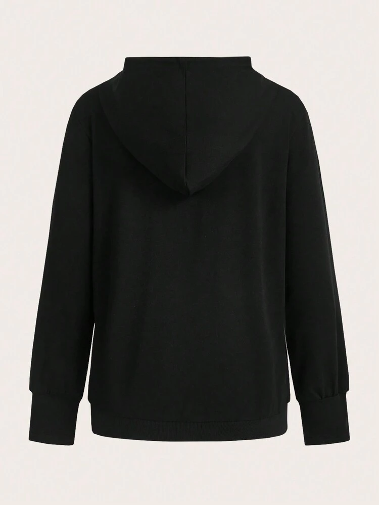Hooded Sweatshirt With Large Pocket In H-Shape Pullover Fall Sweatshirt