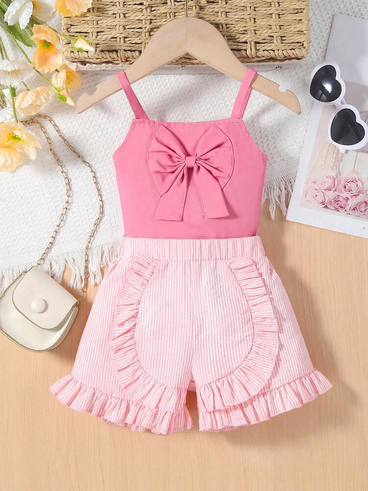 Baby Girl Youthful And Fresh Tank Top And Shorts Set