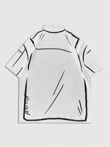 ROMWE MEN Street Life Męska letnia, swobodna, zabawna, krótka koszula z nadrukiem, do szkoły