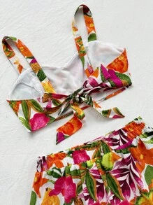 Soleia 女士休閒熱帶印花短上衣和短褲套裝,適用於度假 - 彩色 - 查看 5