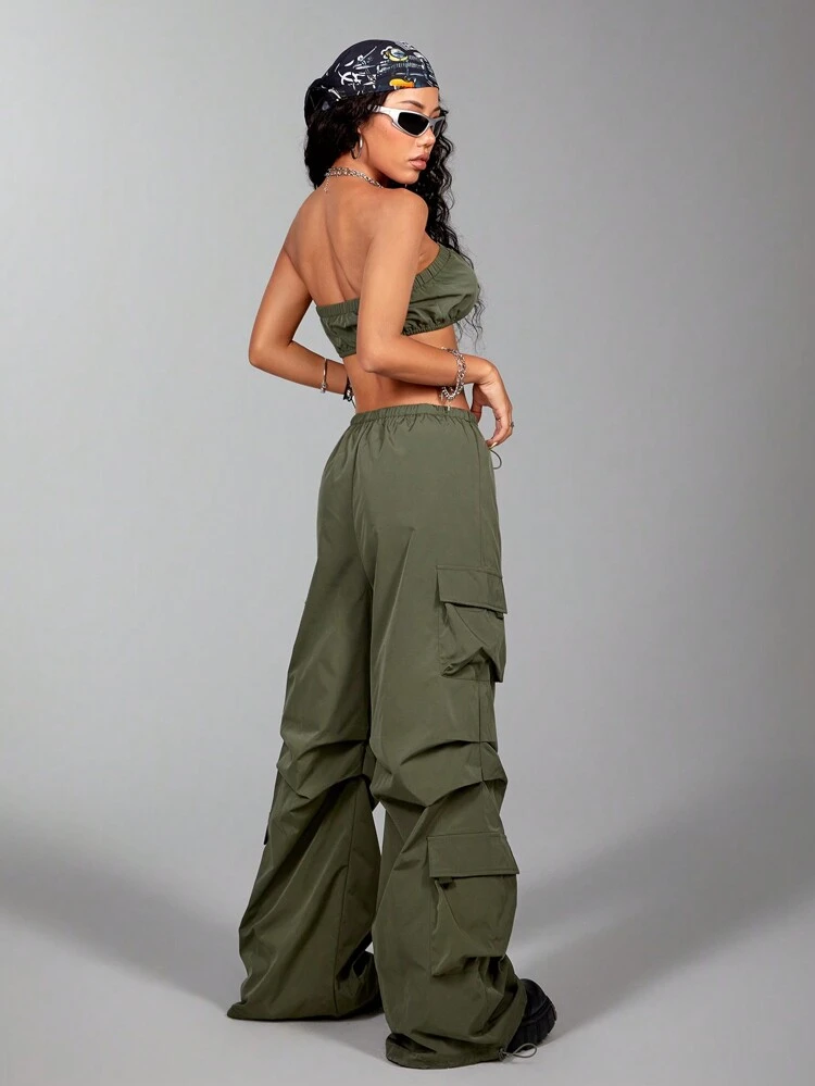 Summer Casual Fashionable All-Match Short Tube Top And Long Pants Two-Piece Set