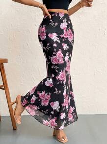 Firerie 女性網紗花卉印花低腰超長裙，優雅假期風格 - 彩色 - 查看 5