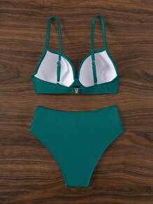 SHEIN Swim Ladies Fashionable Summer Beach Vacation Style Bikini Set (With Steel Support)