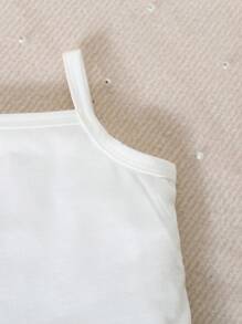 SHEIN 4 件套女婴休闲舒适吊带背心套装，春夏 - 白色 - 查看 3