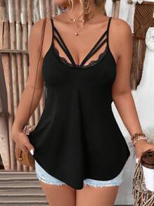 EMERY ROSE Camisole-top Mit Einfarbigem Spitzen- Und Blumenhohlmustern