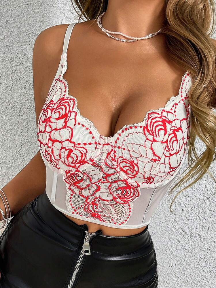 Ladies Sheer Mesh Splice Fashion Party Gathering Match Spring/Summer Camisole Top