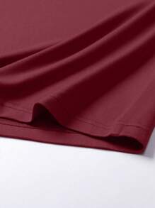 Polo a maniche lunghe da uomo con colletto, tinta unita, leggera, casual e sportiva, adatta per l'autunno - Fucsia - Visualizzare 8