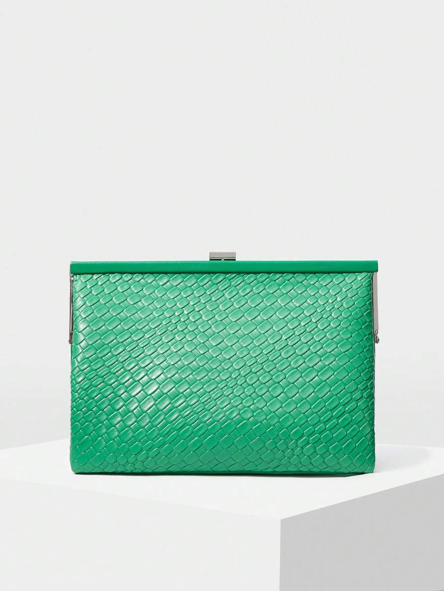 MOTF PREMIUM Bolsa Clutch Feminina Com Textura Dourada - Verde - Visão 2