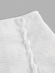 SHEIN Unity Falda larga cruzada y amarrada a la cintura para mujer de primavera/verano, estilo casual - Blanco - Ver 3