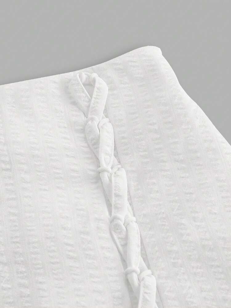 SHEIN Unity Women's Spring/Summer Casual Cross Front Tie Waist Long Skirt - White - View 3