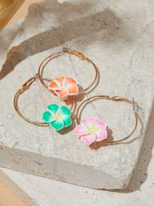 SHEIN VCAY 1pair European And American Personality Flower-Shaped Alloy Earrings For Women