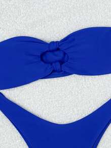 SHEIN Swim Summer Beach Strapless Wireless Bikini Set - Royal Blue - View 4