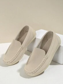 Boys" And Girls" Comfortable Slip-On Loafers For Spring And Autumn, Suitable For Everyday Wear, All Seasons - Beige - View 3