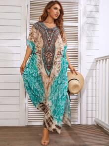 速干印花沙滩罩衫连衣裙长袍款式宽松泳衣罩衫罩衫