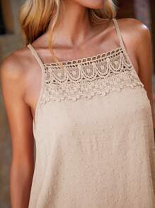 SHEIN Clasi Ladies' Lace Splice Cami Tank Top - Apricot - View 7