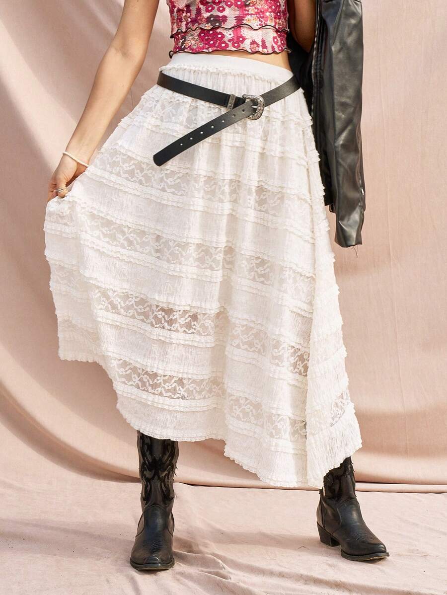 Bohemela Váy ren dệt kim thông thường - Màu be - Xem 1