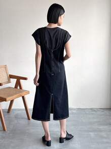 FRIFUL 女士开叉牛仔连衣裙，适合夏季太阳裙