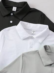 SHEIN Camisa polo de manga corta de unicolor para niño preadolescente para el verano