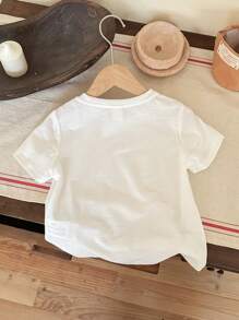 SHEIN Leap Crew 姐妹会大姐姐和年轻女孩休闲图案短袖棉质 T 恤夏季 - 白色 - 查看 2