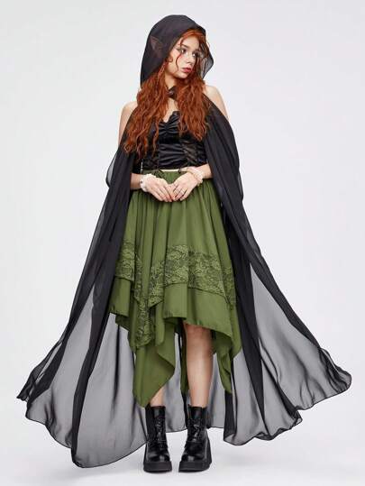 Fairycore Vintage Forest Elf Queen Style Loose Fit Hooded Jacket