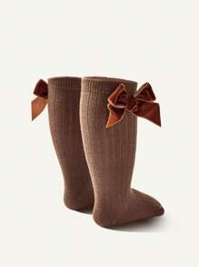 Cozy Pixies 2 pary Jednolity kolor Do kolan Skarpety Z Kokarda Detal Dla Niemowlęta