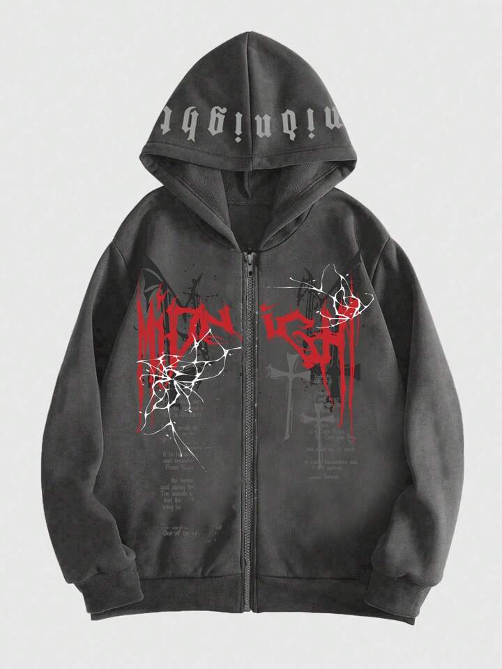 Lo nuevo en Grunge Punk Hombres Sudadera Con Capucha Con Estampado