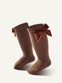 Cozy Pixies 2 pary Jednolity kolor Do kolan Skarpety Z Kokarda Detal Dla Niemowlęta