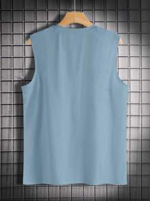 Manfinity Roughcore Men Crown & Lion Printed Wide Strap Tank Top For Summer - Blue - View 2