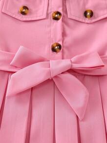 Abito rosa senza maniche alla moda per bambine - Rosa - Visualizzare 5