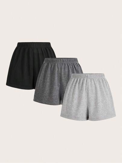SHEIN EZwear 女士休闲简约宽松短裤三件套，适合夏季