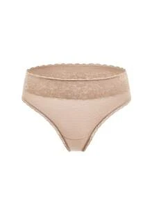 LUVLETTE Set de 3 paquetes de bragas básicas de mujer con cintura media, de algodón transpirable y con adorno de encaje en la parte trasera
