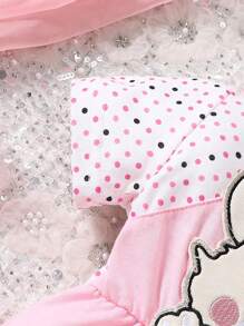 SHEIN Mono de verano linda con cabeza de oso 3D para bebé niña - Rosa - Ver 3