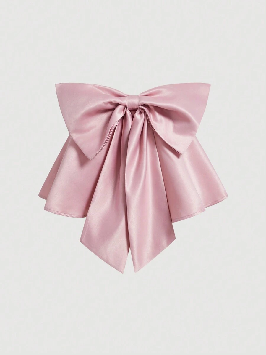 SHEIN MOD Top veraniego sin tirantes con gran lazo en la parte delantera - Rosa vieja - Ver 1