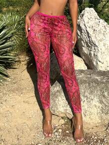 SHEIN SXY Quần legging in họa tiết Paisley lưng thun phong cách nghỉ dưỡng - Nhiều màu - Xem 1