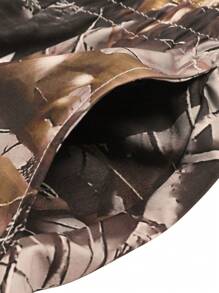 ROMWE MEN Street Life 男士星星印花抽绳腰短裤，学校 - 棕色 - 查看 5